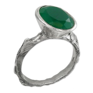 gioielli India - anello argento e agata verde