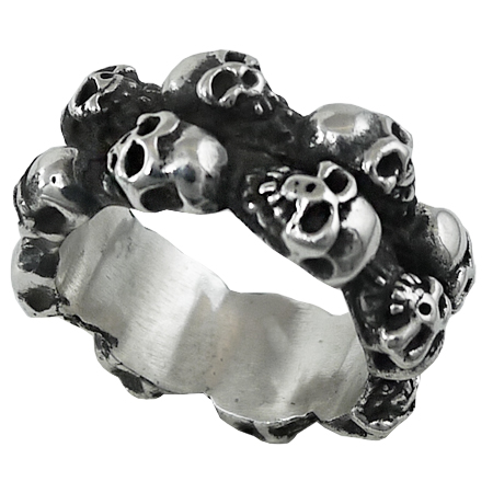 anello con teschi skull ring