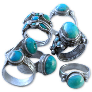 anillos étnicos turquesa