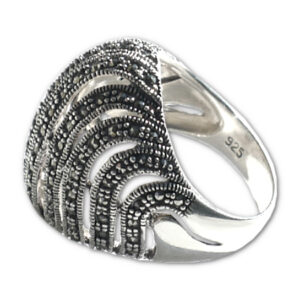 anello etnico argento con marcasite