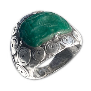 anello etnico argento agata verde