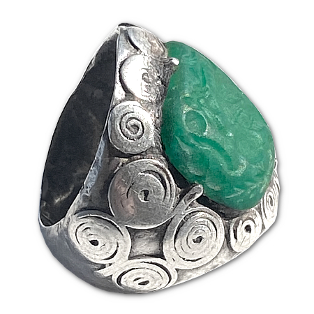 anello etnico argento agata verde