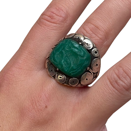 anello etnico argento agata verde