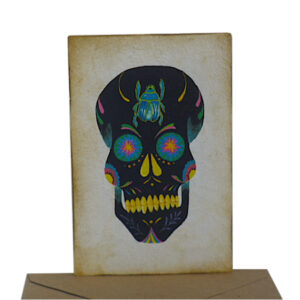 calavera messicana con scarabeo